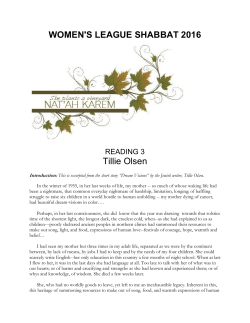 Reading #3 &ndash; Tillie Olsen