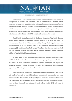 MODEL NATO YOUTH SUMMIT Model NATO Youth Summit will be