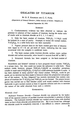 oxalates of titanium - Journal of the Indian Institute of Science