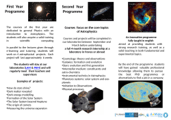 First Year Programme - Master SPaCE