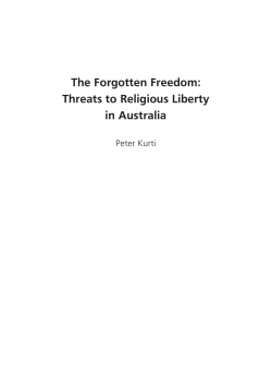 The Forgotten Freedom: Threats to Religious Liberty in Australia