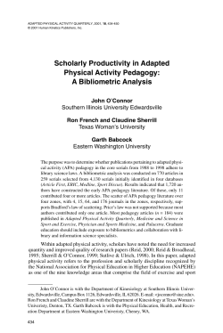 Scholarly Productivity in Adapted Physical Activity