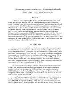 Total mercury concentration in fish tissue relative to length and weight