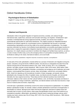 Psychological Science of Globalization