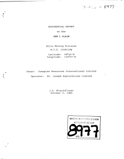 GEOCHEMICAL REPORT on the Atlin Mining Division Latitude: E19