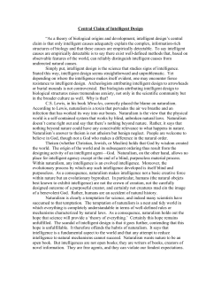 Central Claim of Intelligent Design
