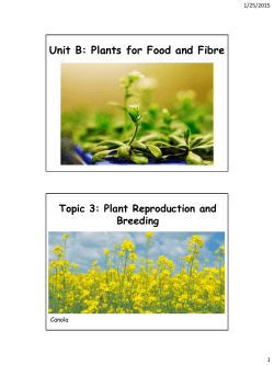 Unit B: Plants for Food and Fibre