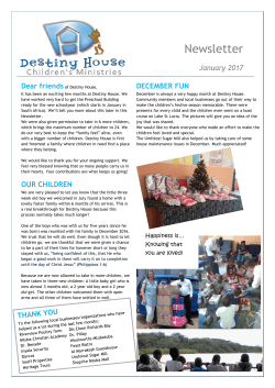 Newsletter - destinyhouse.org.za