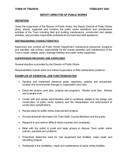 Superintendent of Public Works Deputy Director of