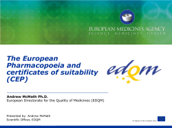 (EDQM): The European Pharmacopoeia and certificates