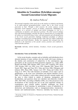 Hybridism amongst Second Generation Greek Migrants