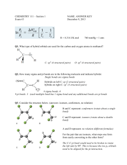CHEMISTRY 111 &ndash; Section 1 NAME: ANSWER KEY Exam #3