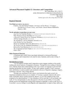 Advanced Placement English 12: Literature and Composition