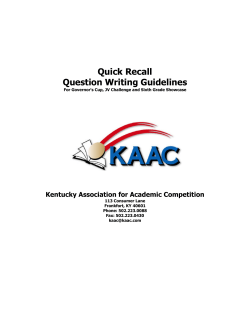 Quick Recall Writing Guidelines