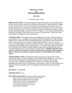 PERSONAL PAPERS OF LOUIS McHENRY HOWE