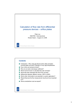 Calculation of flow rate from differential pressure devices