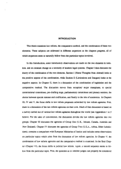 INTRODUCTION This thesis examines law reform, the comparative