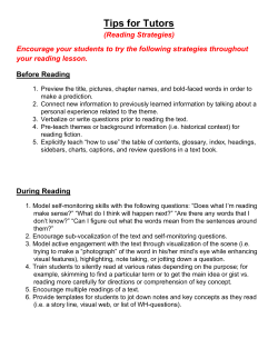 Tips for Tutors (Reading Strategies)