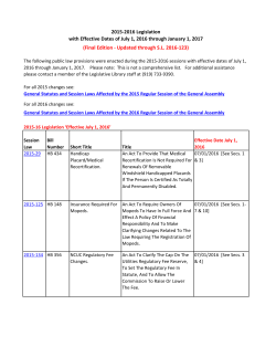 2015-2016 Legislation with Effective Dates of July 1, 2016