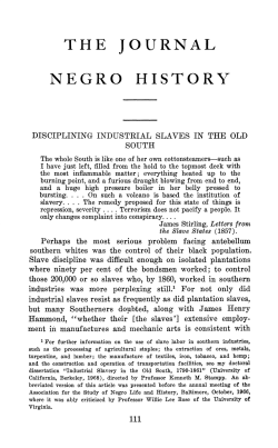 Disciplining Industrial Slaves in the Old South