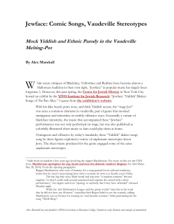 Jewface: Comic Songs, Vaudeville Stereotypes