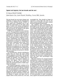Spinal cord injuries: the last decade and the next