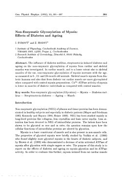 Non-Enzymatic Glycosylation of Myosin: Effects of Diabetes and