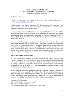 Julian Assange and WikiLeaks: A Case Study in the
