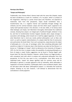 Henrique Jales Ribeiro &ldquo;Utopia and Philosophy&rdquo; Traditionally, since