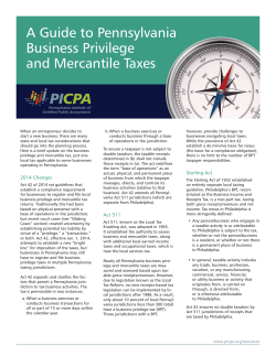 A Guide to Pennsylvania Business Privilege and Mercantile