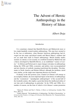 The advent of heroic anthropology in the history of