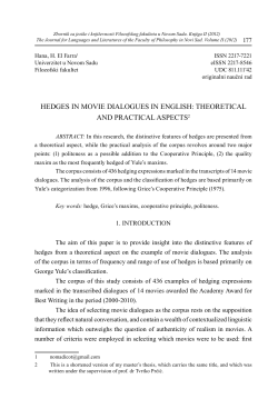 HEDGES IN MOVIE DIALOGUES IN ENGLISH: THEORETICAL AND