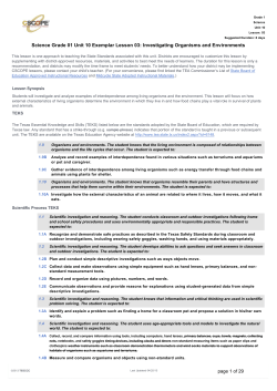 Investigating Organisms and Environments