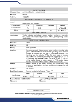 IDENTIFICATION Chemical Name Ammonia Solution ( Acquamonia