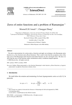 Zeros of entire functions and a problem of Ramanujan