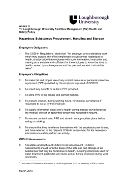 Annex H - Hazardous Substances Procurement, Handling and Storage
