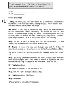 Text Excerpt(s) from: “The Diary of Anne Frank” (a play) by Frances