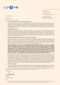 28 March 2012 Dear Shareholder, We write to advise the following