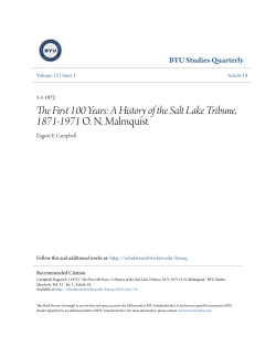 A History of the Salt Lake Tribune, 1871-1971 ON Malmquist