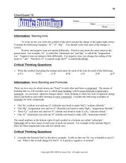 Information: Naming Ions