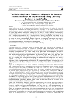The Moderating Role of Tolerance Ambiguity in the Stressors