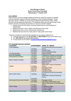 Area Manager`s Report South Central Area Committee Wednesday