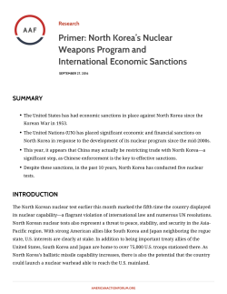 Primer: North Korea`s Nuclear Weapons Program and International