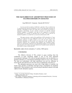 the equilibrium of adsorption processes of sulphur dioxide on zeolites