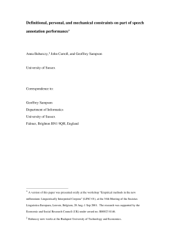 Definitional, personal, and mechanical constraints on part of speech