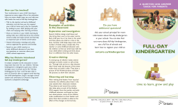 Full Day Kindergarten a Question and Answer Guide for