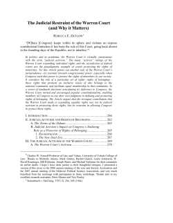 The Judicial Restraint of the Warren Court