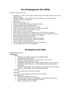 Pre-Kindergarten Exit Skills