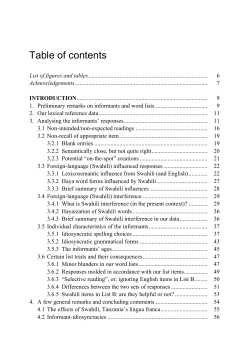Table of contents