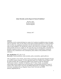 1 Infant Mortality and the Repeal of Federal Prohibition* David S